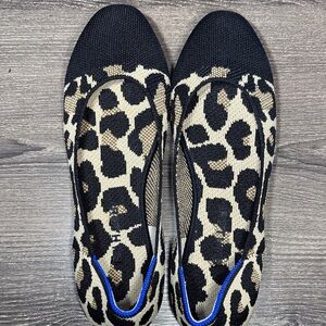 Rothy's Black and Tan Leopard Print Flats